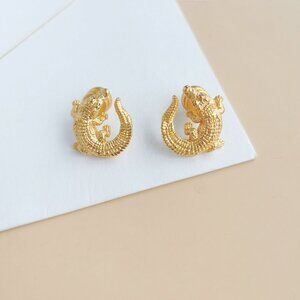 Julie Vos Alligator Collection. Gold Stud Earrings